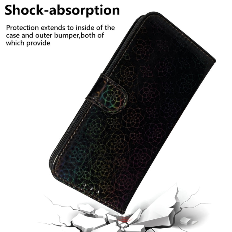 Colorful magnetic buckle leather phone case for Samsung Galaxy A05s, showcasing vibrant colors and a stylish design with card slots and a lanyard.